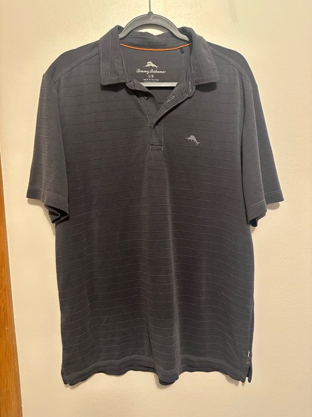 Tommy Bahama L/G Gray Stripe Marlin Polo Golf Shirt